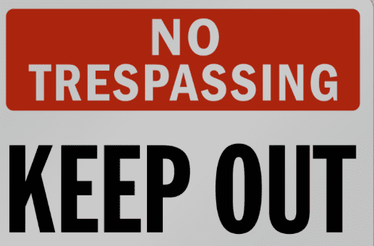 No trespassing sign